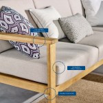 Sedona Outdoor Patio Eucalyptus Wood Sectional Sofa Corner Chair - Image 2