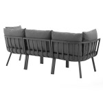 Riverside 3 Piece Outdoor Patio Aluminum Sectional Sofa Set - Image 11
