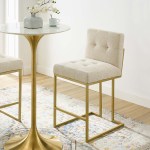 Privy Gold Stainless Steel Upholstered Fabric Counter Stool - Image 2