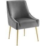 Discern Pleated Back Upholstered Performance Velvet Dining Chair Set of 2 - Image 3
