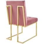 Privy Gold Stainless Steel Performance Velvet Dining Chair Set of 2 - Image 2