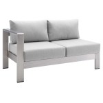 Shore Sunbrella® Fabric Aluminum Outdoor Patio Left-Arm Loveseat - Image 8