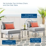 Shore 3 Piece Sunbrella® Fabric Outdoor Patio Aluminum Set - Image 3