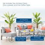 Shore 4 Piece Sunbrella® Fabric Outdoor Patio Aluminum Set - Image 3