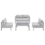 Shore 4 Piece Sunbrella® Fabric Outdoor Patio Aluminum Set - Image 15