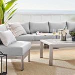 Shore 5 Piece Sunbrella® Fabric Outdoor Patio Aluminum Sectional Sofa Set - Image 2