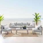 Shore 5 Piece Sunbrella® Fabric Outdoor Patio Aluminum Sectional Sofa Set