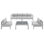Shore 5 Piece Sunbrella® Fabric Outdoor Patio Aluminum Sectional Sofa Set - Image 16