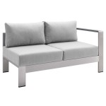Shore 5 Piece Sunbrella® Fabric Outdoor Patio Aluminum Sectional Sofa Set - Image 15