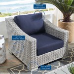 Conway 2-Piece Sunbrella® Outdoor Patio Wicker Rattan Armchair and Ottoman Set - Image 3