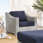Conway 2-Piece Sunbrella® Outdoor Patio Wicker Rattan Armchair and Ottoman Set - Image 2