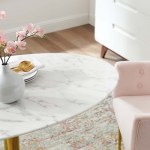 Verne 48" Oval Artificial Marble Dining Table - Image 2