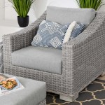 Conway 2-Piece Outdoor Patio Wicker Rattan Armchair and Ottoman Set - Image 2