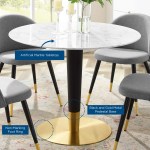 Zinque 40" Artificial Marble Dining Table - Image 2