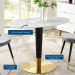 Zinque 48" Oval Artificial Marble Dining Table - Image 2