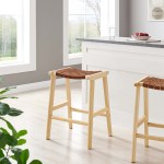 Saoirse Faux Leather Wood Counter Stool Set of 2