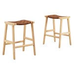 Saoirse Faux Leather Wood Counter Stool Set of 2 - Image 10