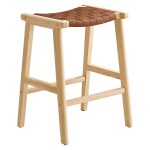 Saoirse Faux Leather Wood Counter Stool Set of 2 - Image 9