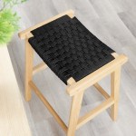 Saoirse Woven Rope Wood Counter Stool Set of 2 - Image 2