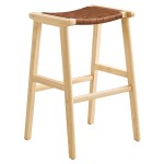 Saoirse Leather Wood Bar Stool Set of 2 - Image 9