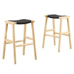 Saoirse Woven Rope Wood Bar Stool Set of 2 - Image 10