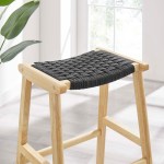 Saoirse Woven Rope Wood Bar Stool Set of 2 - Image 2