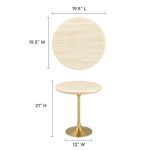 Lippa 20" Round Faux Travertine Side Table - Image 4