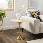 Lippa 20" Round Faux Travertine Side Table