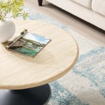 Lippa 36” Round Faux Travertine Coffee Table - Image 2