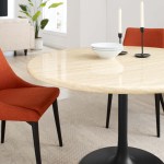 Lippa 48" Round Faux Travertine Dining Table - Image 2