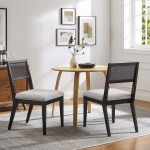 Nimba Faux Rattan Fabric Kitchen & Dining > Dining Chairs Set of 2
