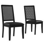 Arlo Vegan Leather Upholstered Faux Rattan and Wood Dining Side Chairs Set of 2 - Image 10
