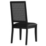 Arlo Vegan Leather Upholstered Faux Rattan and Wood Dining Side Chairs Set of 2 - Image 7