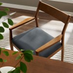 Solara Vegan Leather Wood Dining Armchairs Set of 2 - Image 2