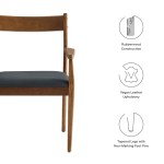 Solara Vegan Leather Wood Dining Armchairs Set of 2 - Image 10