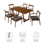 Solara 7-Piece Wood Dining Set with Vegan Leather Armchairs - Image 10