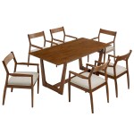 Solara 7-Piece Wood Dining Set with Fabric Upholstered Armchairs - Image 9