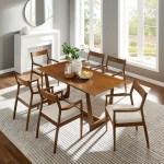 Solara 7-Piece Wood Dining Set with Fabric Upholstered Armchairs - Image 4