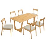 Solara 7-Piece Wood Dining Set with Fabric Upholstered Side Chairs - Image 7