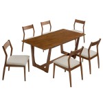 Solara 7-Piece Wood Dining Set with Fabric Upholstered Side Chairs - Image 7
