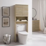 Render Over the Toilet Faux Travertine Bathroom Storage Cabinet in Travertine
