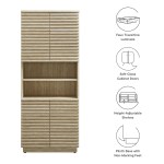 Render Tall Faux Travertine Linen Storage Cabinet in Travertine - Image 10