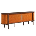 Coralie Curved 71" Vegan Leather Oval TV Stand - Image 9