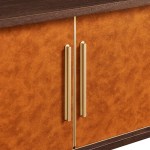 Coralie Curved 71" Vegan Leather Oval TV Stand - Image 3