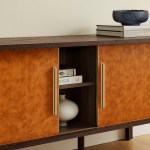 Coralie Curved 71" Vegan Leather Oval TV Stand - Image 2